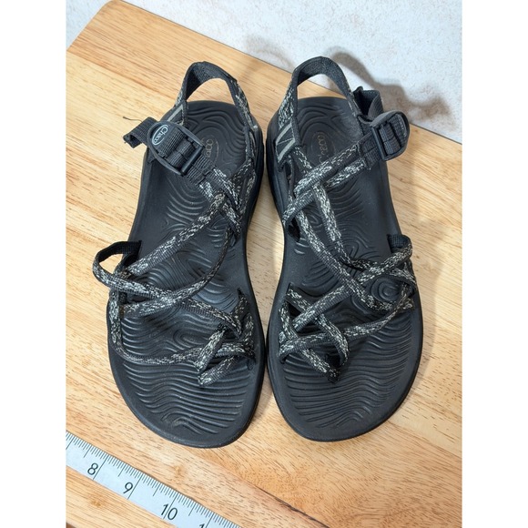 Chaco Womens Black Grey Strappy Double Strap Sport Sandals Size 8 Hiking Outdoor - Picture 2 of 5